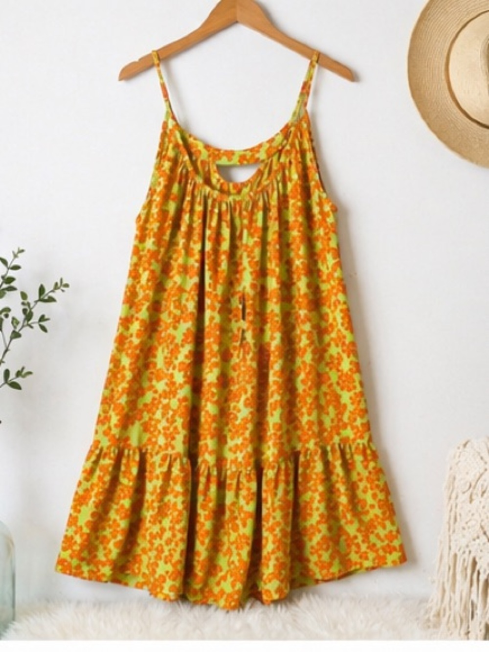Yellow Floral Tiered Sundress Skirt - Unbranded